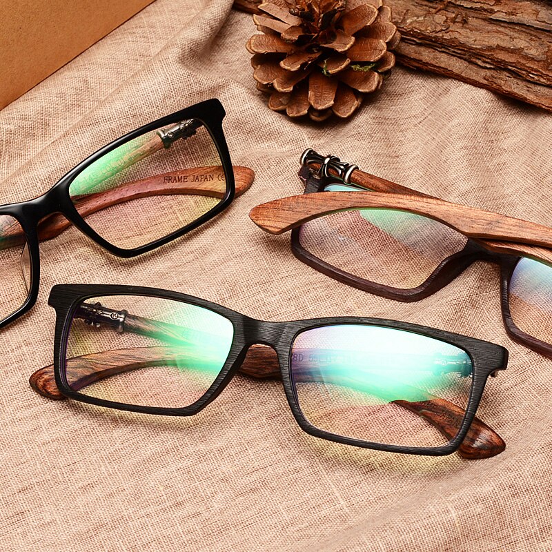 Hdcrafter Men's Full Rim Square Wood Eyeglasses 5601d Full Rim Hdcrafter Eyeglasses