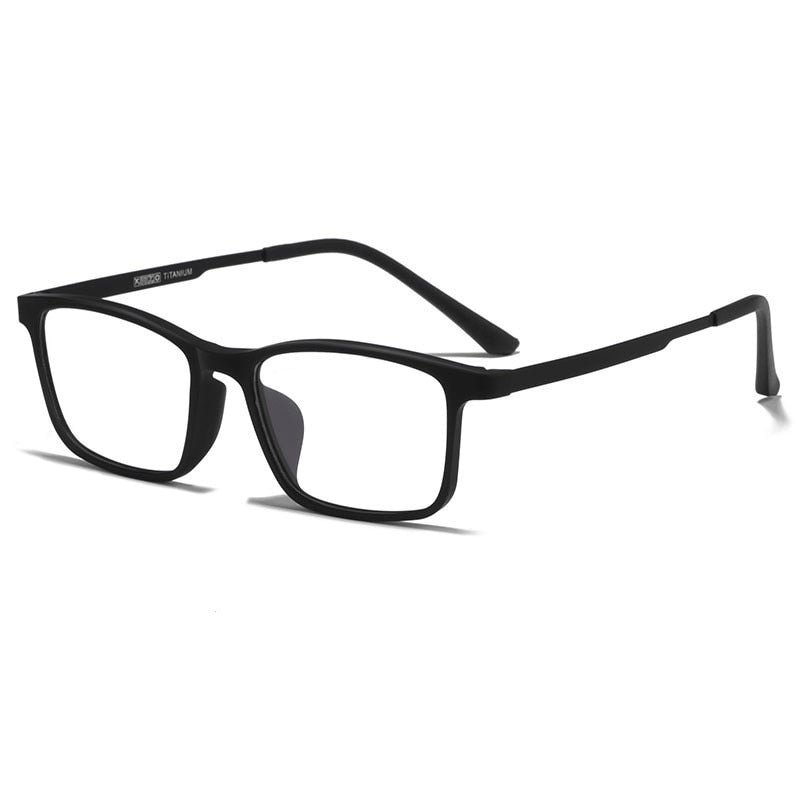 Yimaruili Unisex Full Rim Small Square Titanium Eyeglasses HR3058 Full Rim Yimaruili Eyeglasses Matte Black