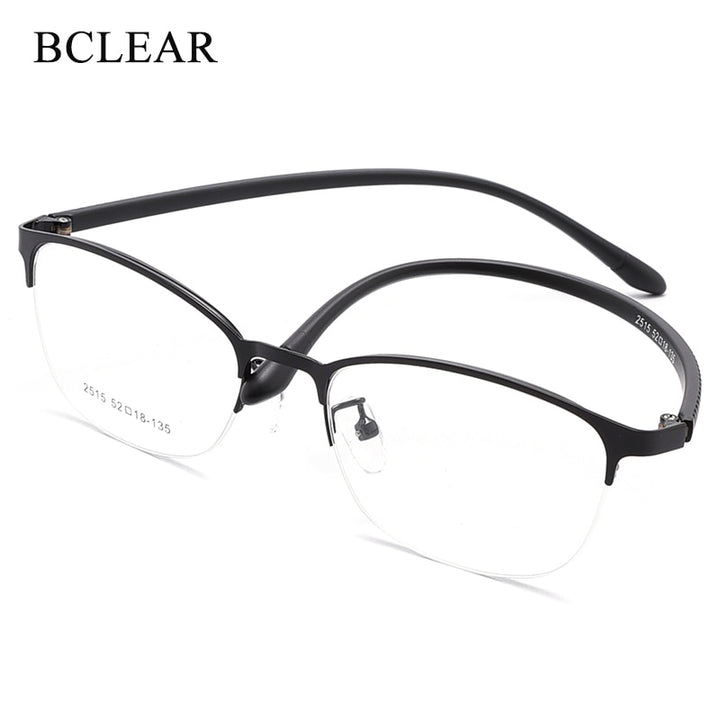 Women's Oval Optional Full/Semi Rim Titanium Alloy Eyeglasses My2515 2516 Semi Rim Bclear