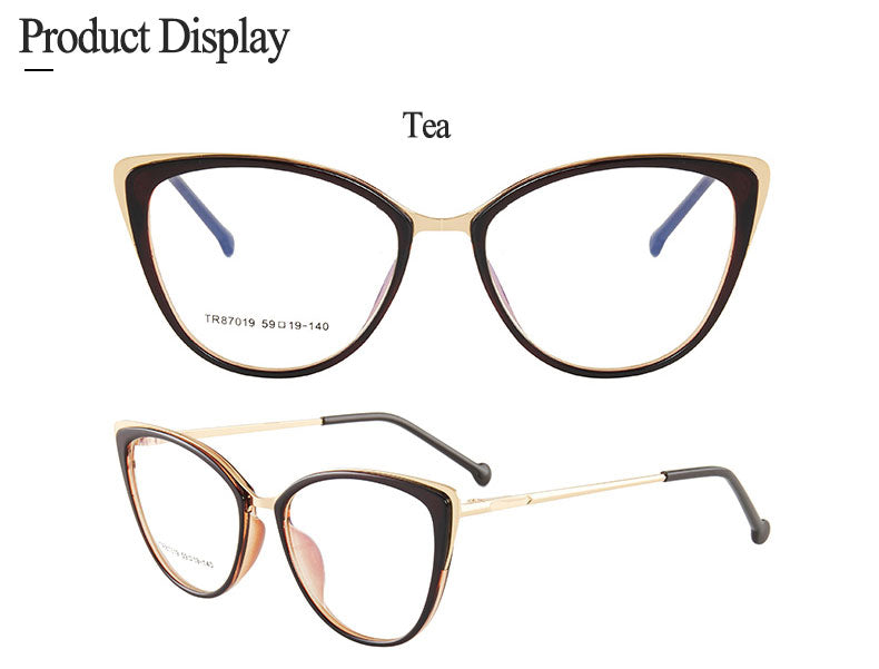 Hotony Women's Full Rim Cat Eye TR 90 Resin Alloy Frame Eyeglasses 7019 Full Rim Hotony