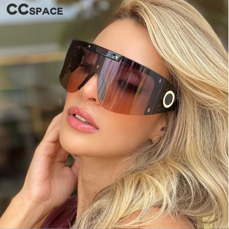 CCspace Unisex Full Rim Oversized Square One Lens Resin Frame Sunglasses 46626 Sunglasses CCspace Sunglasses