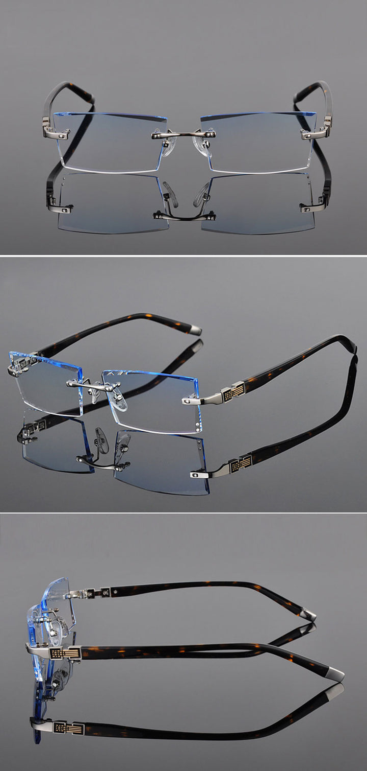 Reven Jate 58050 Alloy Rimless Diamond Cutting Man Glasses Frame Eyeglasses Men Eyewear Rimless Reven Jate