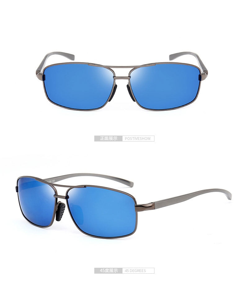 Reven Jate Men's Full Rim Rectangle Alloy Polarized Sunglasses 2458 Sunglasses Reven Jate