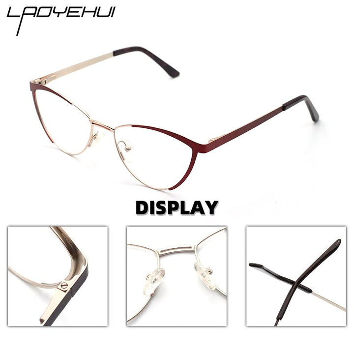 Laoyehui Women's Eyeglasses Cat Eye Alloy Frame 5821 Full Rim Laoyehui
