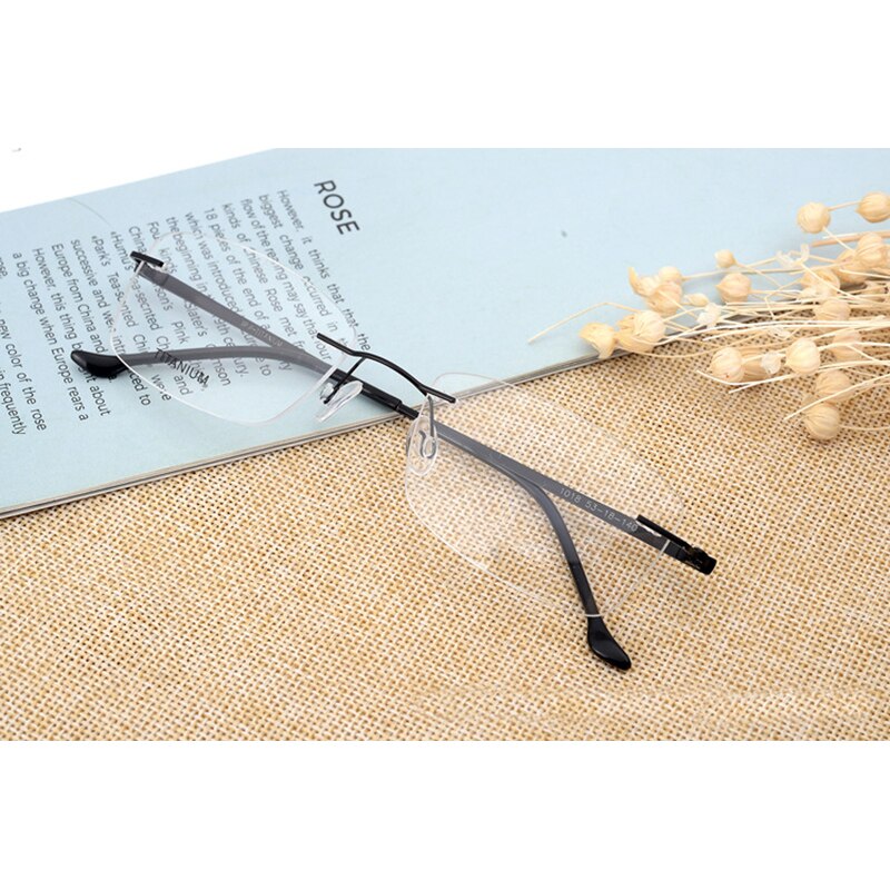 Hotony Unisex Rimless Alloy Frame Rectangle Lens Eyeglasses Rw004 Rimless Hotony
