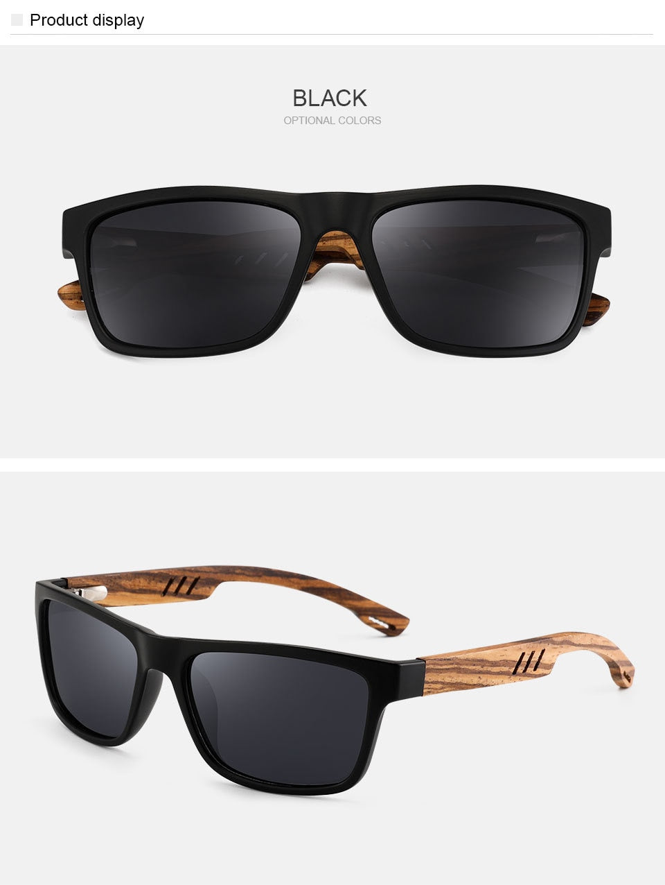 Yimaruili Unisex Full Rim Rectangular Wooden Frame Polarized Lens Sunglasses 8016 Sunglasses Yimaruili Sunglasses