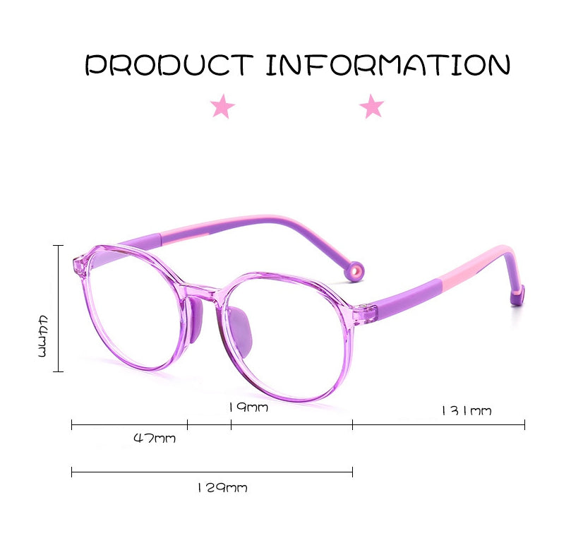 CCspace Children's Unisex Full Rim Round Tr 90 Titanium Frame Eyeglasses 49529 Full Rim CCspace