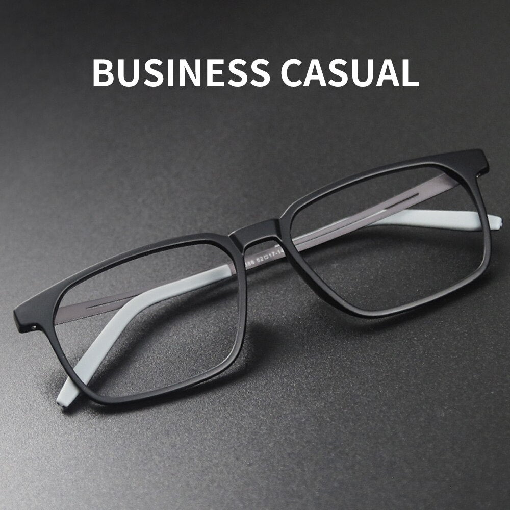 Hdcrafter Men's Full Rim Square Tr 90 Titanium Frame Eyeglasses 1601 Full Rim Hdcrafter Eyeglasses