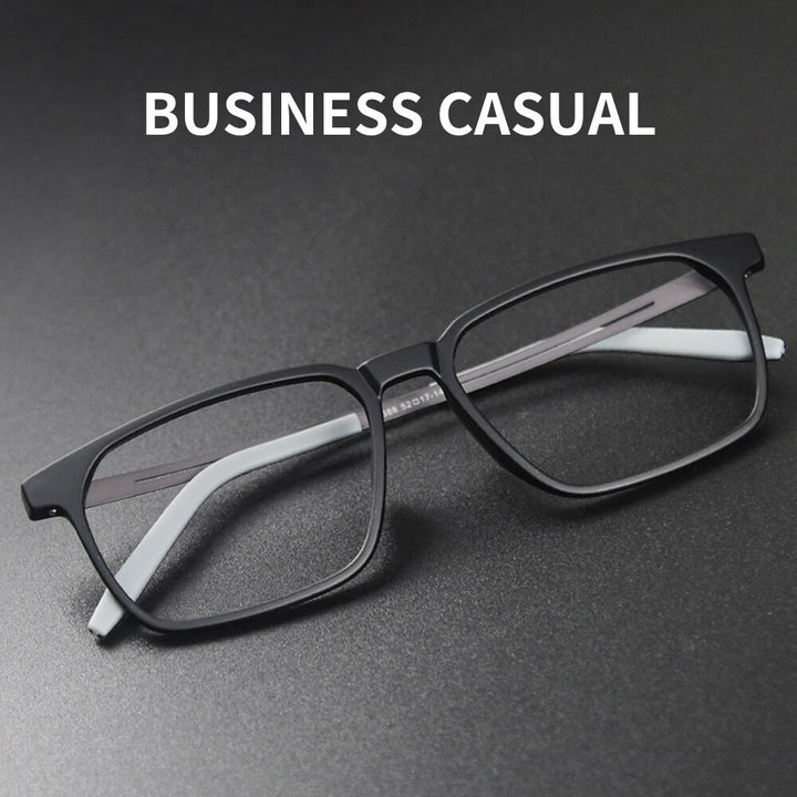 Hdcrafter Men's Full Rim Square Tr 90 Titanium Frame Eyeglasses 1601 Full Rim Hdcrafter Eyeglasses