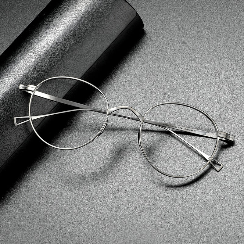 Gatenac Unisex Full Rim Round Titanium Frame Eyeglasses Gxyj485 Full Rim Gatenac Silver