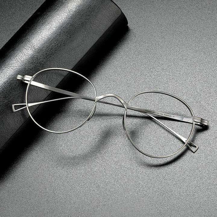 Gatenac Unisex Full Rim Round Titanium Frame Eyeglasses Gxyj485 Full Rim Gatenac Silver
