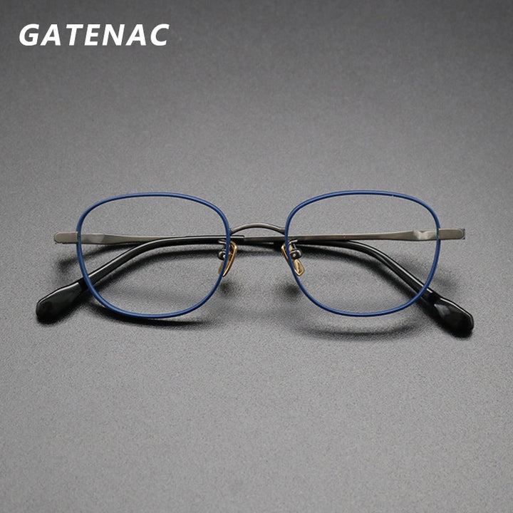 Gatenac Unisex Full Rim Square Titanium Frame Eyeglasses Gxyj616 Full Rim Gatenac