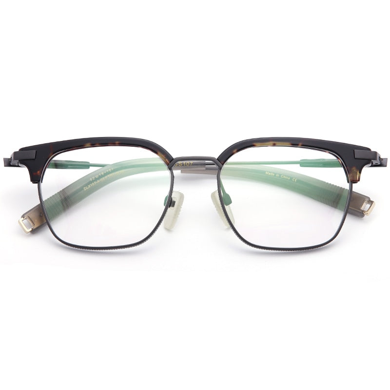 Muzz Men's Full Rim Square Titanium Acetate Frame Eyeglasses 107 Full Rim Muzz C2