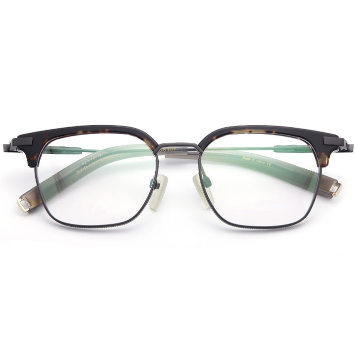 Muzz Men's Full Rim Square Titanium Acetate Frame Eyeglasses 107 Full Rim Muzz C2