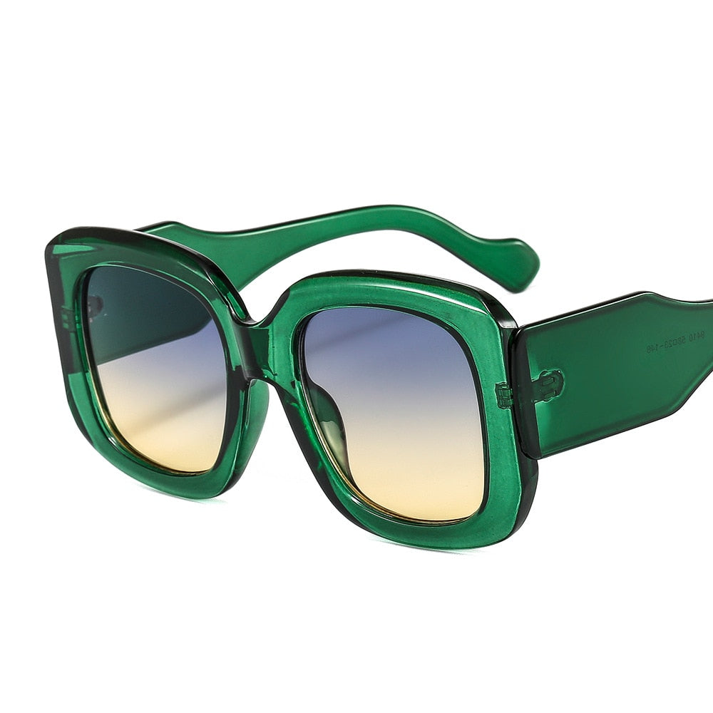 CCspace Women's Full Rim Oversized Square Resin Wide Leg Frame Sunglasses 46633 Sunglasses CCspace Sunglasses C6Green