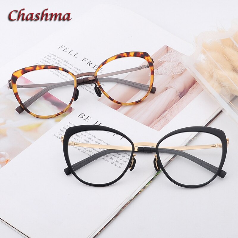 Chashma Ochki Women's Full Rim Square Cat Eye Acetate Alloy Eyeglasses 8908 Full Rim Chashma Ochki