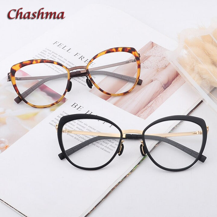 Chashma Ochki Women's Full Rim Square Cat Eye Acetate Alloy Eyeglasses 8908 Full Rim Chashma Ochki