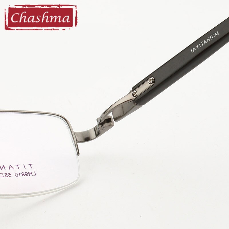 Chashma Ochki Men's Semi Rim Rectangle Titanium Eyeglasses 9910 Semi Rim Chashma Ochki