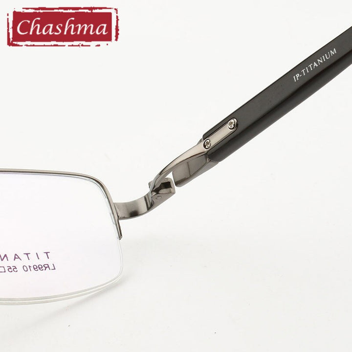 Chashma Ochki Men's Semi Rim Rectangle Titanium Eyeglasses 9910 Semi Rim Chashma Ochki
