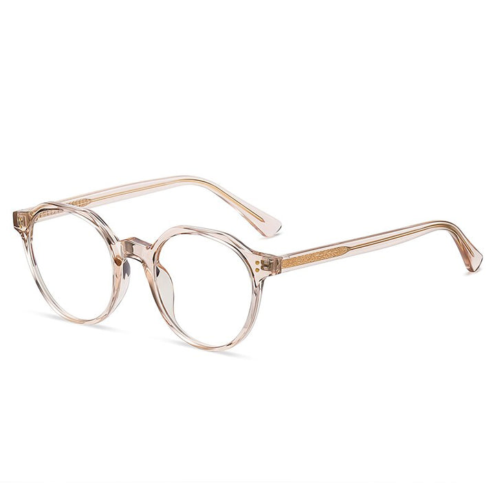 Unisex Eyeglasses Anti Blue Light Glasses Tr90 Round 2084 Anti Blue Gmei Optical C5 Transparent Amber  