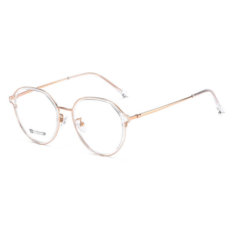 Hotochski Unisex Full Rim Round Beta Titanium Frame Eyeglasses 7012 Full Rim Hotochki Rose Gold