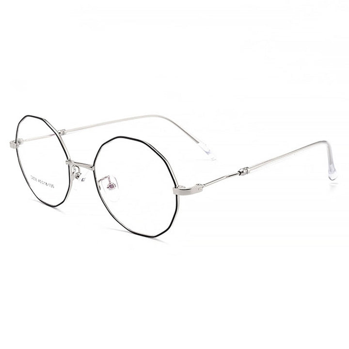Hotony Unisex Full Rim Polygon Round Alloy Frame Spring Hinge Eyeglasses D838 Full Rim Hotony
