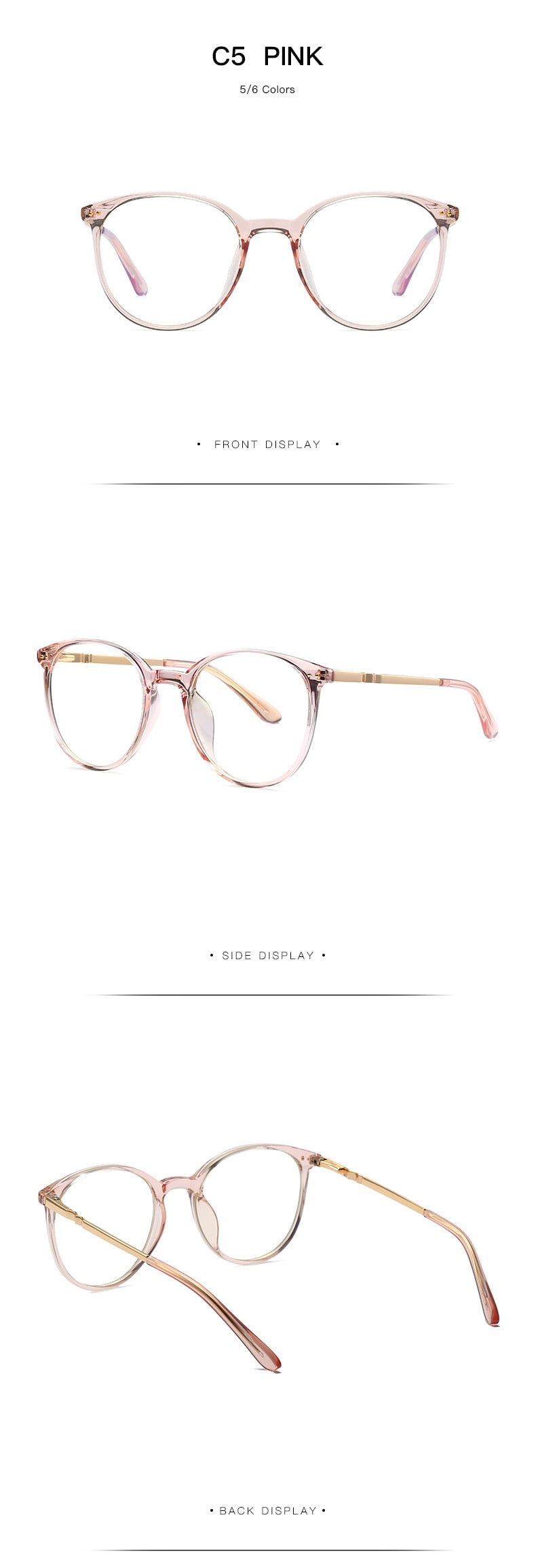 Hotochki Women's Full Rim Round TR-90 Resin Alloy Frame Eyeglasses 2055 Full Rim Hotochki