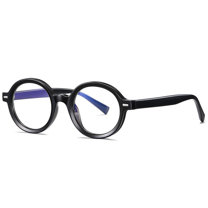 Gmei Unisex Full Rim TR 90 Titanium Round Frame Eyeglasses 2092 Full Rim Gmei Optical C1 Bright Black  