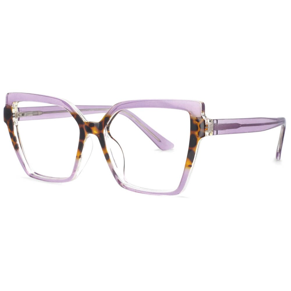 CCspace Women's Full Rim Oversized Square Cat Eye Tr 90 Titanium Frame Eyeglasses 53683 Full Rim CCspace Purple