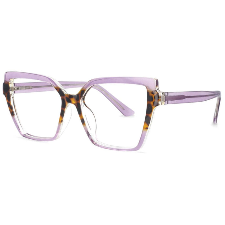 CCspace Women's Full Rim Oversized Square Cat Eye Tr 90 Titanium Frame Eyeglasses 53683 Full Rim CCspace Purple