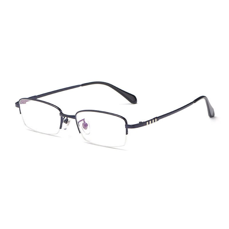Hotony Men's Semi Rim Titanium Alloy Rectangle Frame Eyeglasses 9071 Semi Rim Hotony Blue