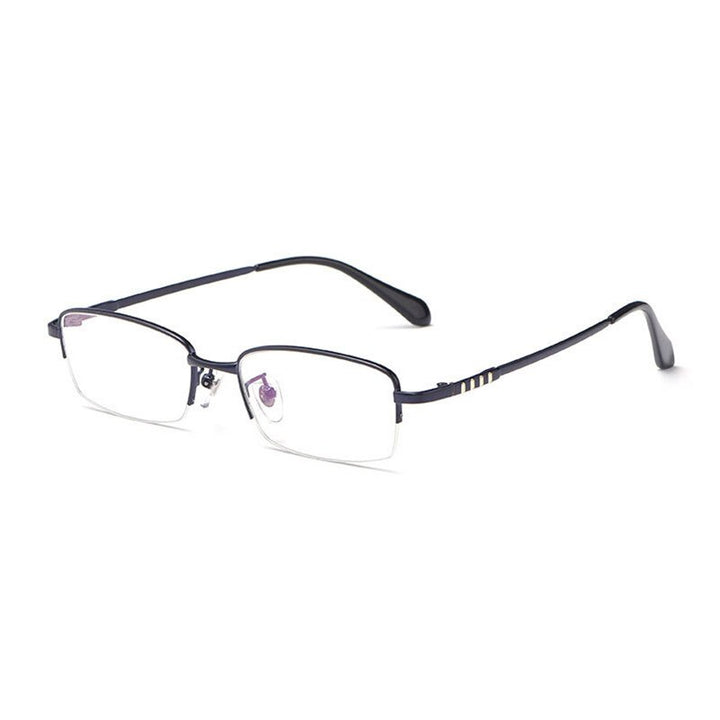 Hotony Men's Semi Rim Titanium Alloy Rectangle Frame Eyeglasses 9071 Semi Rim Hotony Blue