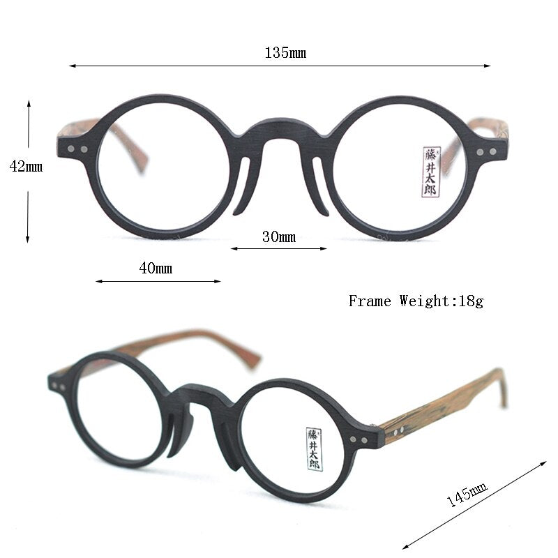 Hdcrafter Unisex Full Rim Round Acetate Wood Frame Eyeglasses Ft1906 Full Rim Hdcrafter Eyeglasses