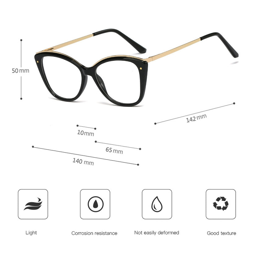 CCspace Unisex Full Rim Square Cat Eye Tr 90 Titanium Frame Eyeglasses 48168 Full Rim CCspace