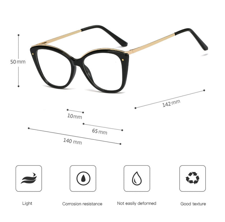 CCspace Unisex Full Rim Square Cat Eye Tr 90 Titanium Frame Eyeglasses 48168 Full Rim CCspace