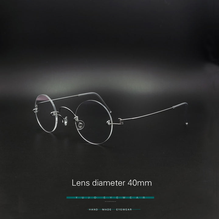 Yujo Unisex Round Rimless Stainless Steel Eyeglasses Y017 Rimless Yujo
