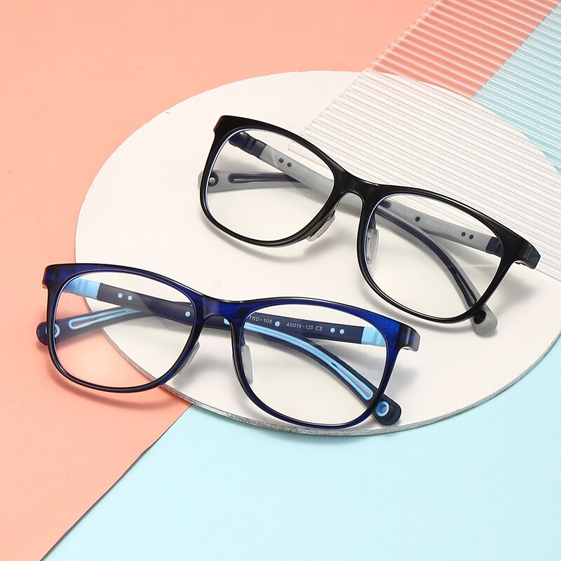 Oveliness Unisex Children's Full Rim Square Tr 90 Silicone Titanium Eyeglasses Trd105 Full Rim Oveliness