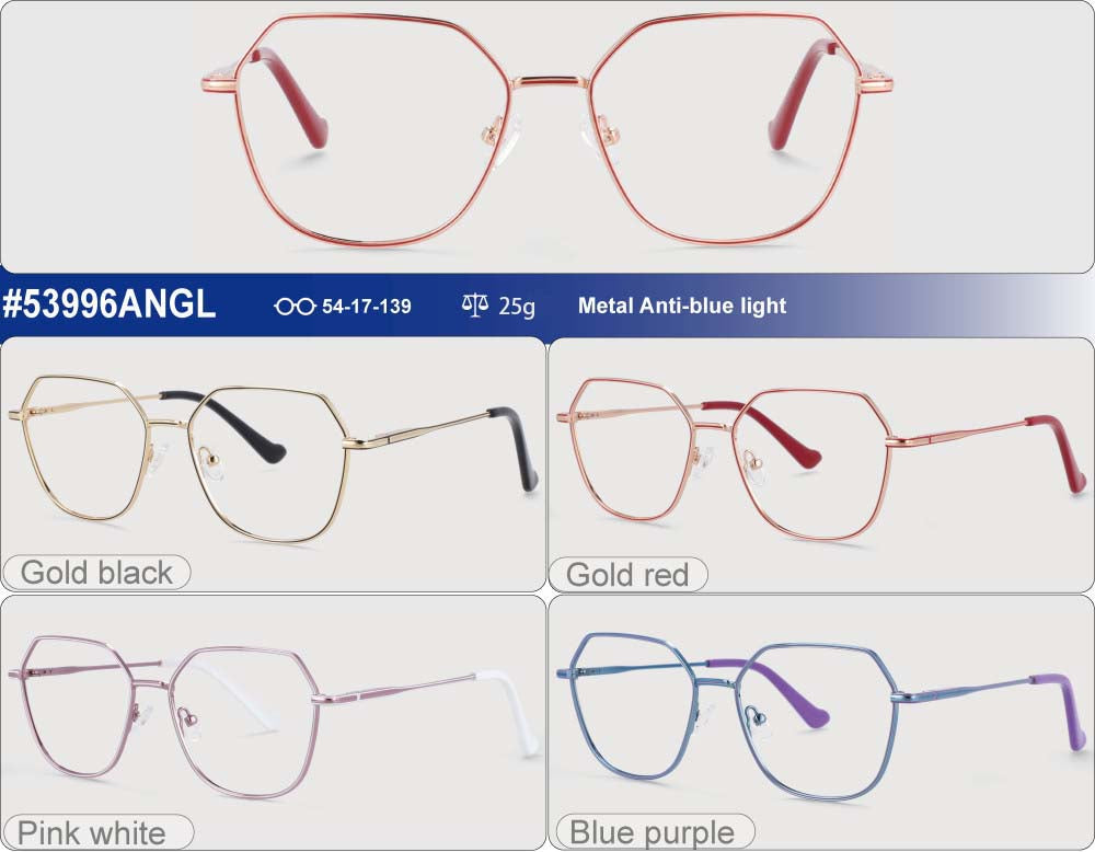 CCspace Unisex Full Rim Polygon Oval Alloy Frame Eyeglasses 53996 Full Rim CCspace