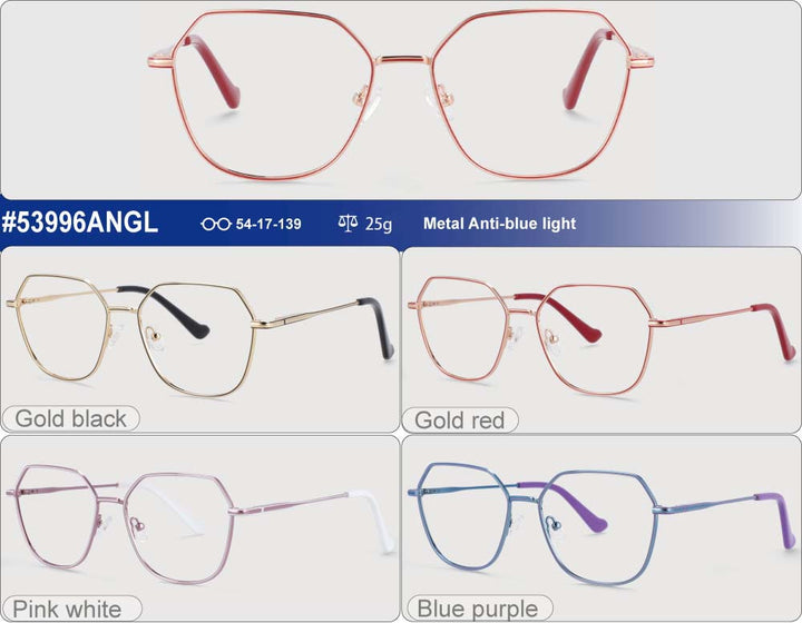 CCspace Unisex Full Rim Polygon Oval Alloy Frame Eyeglasses 53996 Full Rim CCspace