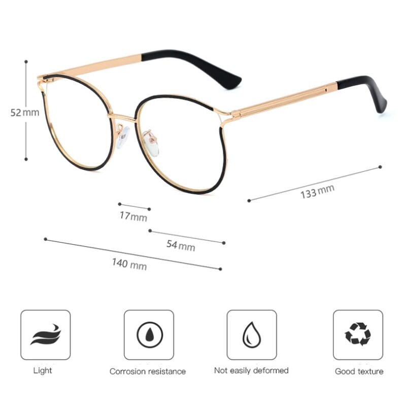 Hotony Women's Full Rim Round Cat Eye TR 90 Alloy Frame Eyeglasses 95785 Full Rim Hotony