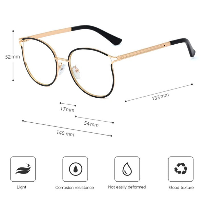 Hotony Women's Full Rim Round Cat Eye TR 90 Alloy Frame Eyeglasses 95785 Full Rim Hotony