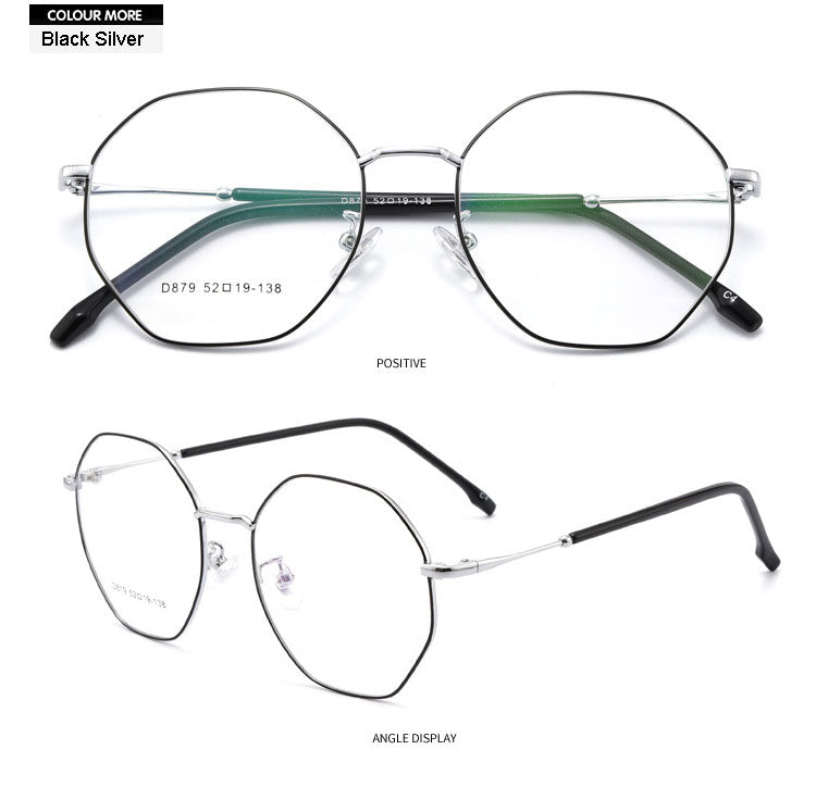 Hotony Unisex Full Rim Polygon Alloy Frame Spring Hinge Eyeglasses D879 Full Rim Hotony