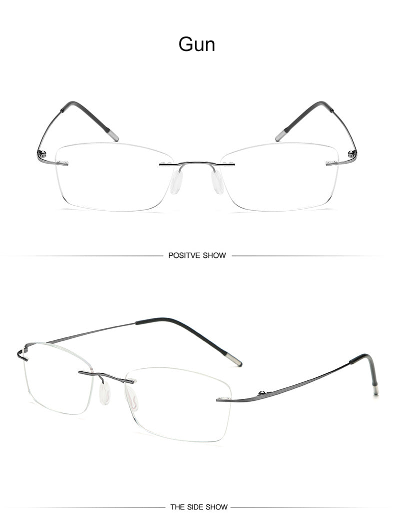 Hdcrafter Unisex Rimless Rectangle Titanium Frame Reading Glasses 8025 Reading Glasses Hdcrafter Eyeglasses