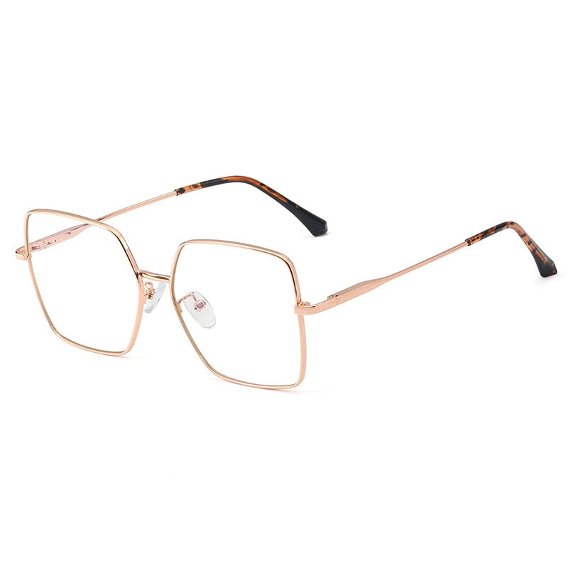 CCspace Unisex Full Rim Square Alloy Frame Eyeglasses 48241 Full Rim CCspace C6Rose-Gold