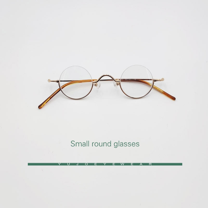 Yujo Unisex Semi Rim Round Stainless Steel Eyeglasses Customized Lens Options 35mm Semi Rim Yujo