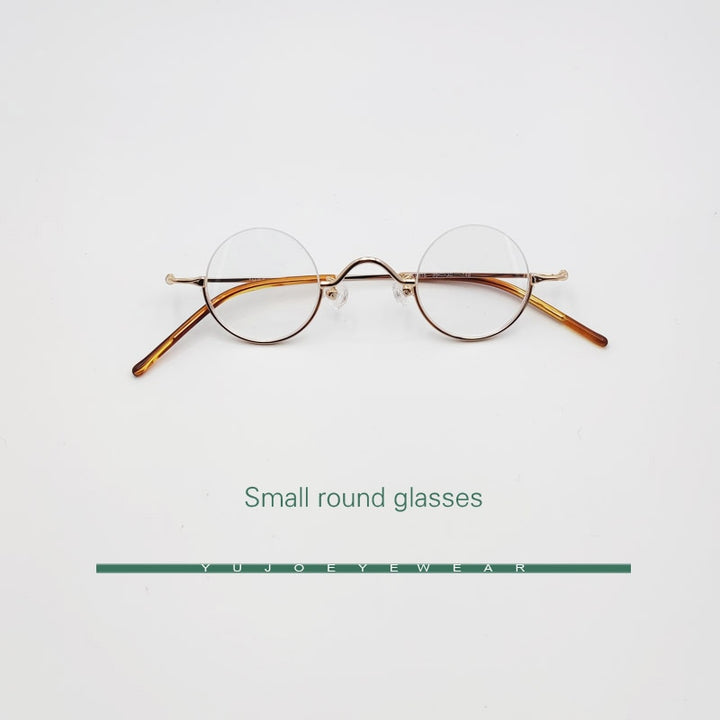 Yujo Unisex Semi Rim Round Stainless Steel Eyeglasses Customized Lens Options 35mm Semi Rim Yujo