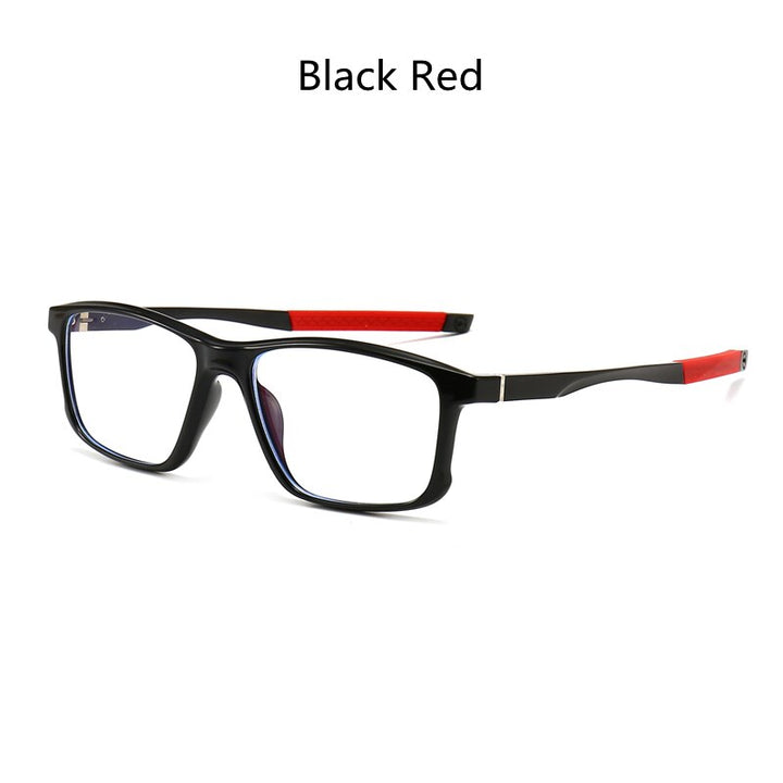 KatKani Men's Full Rim TR90 Aluminum Magnesium Square Frame Sports Eyeglasses 5827 Sport Eyewear KatKani Eyeglasses Black Red  