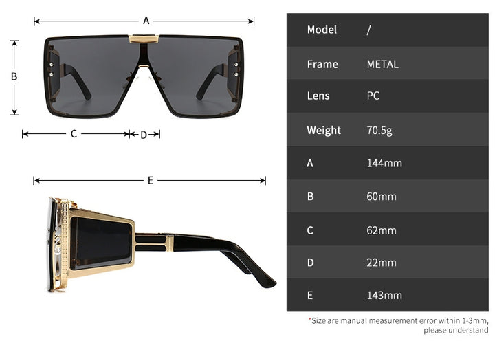 CCspace Unisex Full Rim Oversized Square One Lens Alloy Frame Sunglasses 46588 Sunglasses CCspace Sunglasses