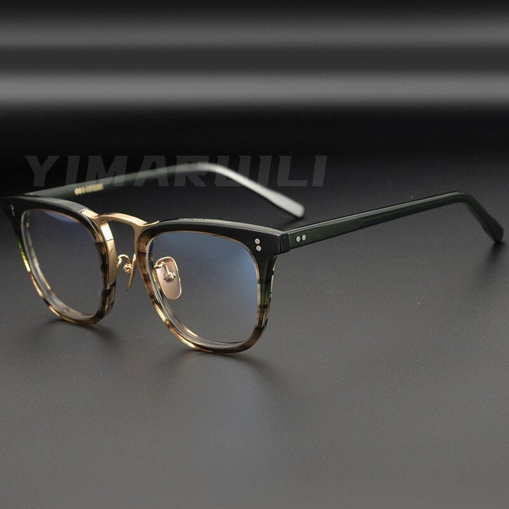 Yimaruili Men's Full Rim Acetate Frame Eyeglasses Y001 Full Rim Yimaruili Eyeglasses ArmyGreen