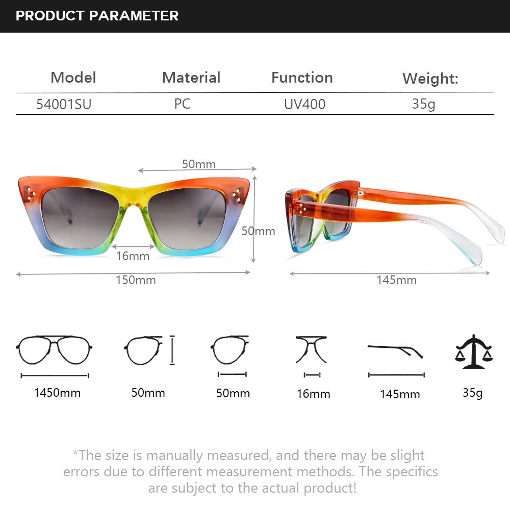 CCspace Women's Full Rim Cat Eye Rivet Acetate Frame Sunglasses 54001 Sunglasses CCspace Sunglasses
